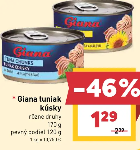 Giana tuniak kúsky v konzerve rôzne druhy