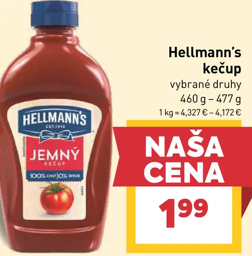 Hellmann’s kečup, vybrané druhy
