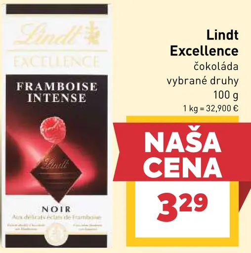 Lindt Excellence Framboise Intense čokoláda