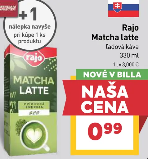 Rajo Matcha latte, ľadová káva