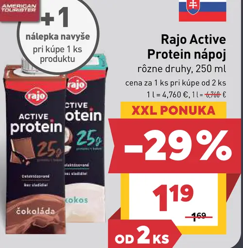 Rajo Active Protein nápoj rôzne druhy