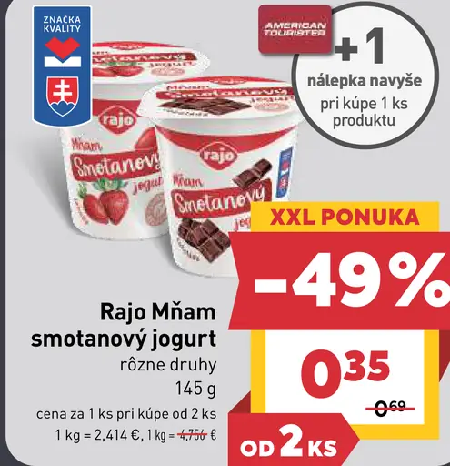 Rajo Mňam smotanový jogurt rôzne druhy