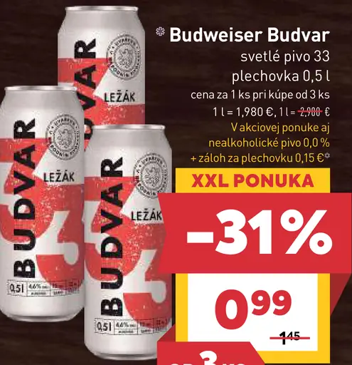 Budweiser Budvar svetlé pivo plechovka