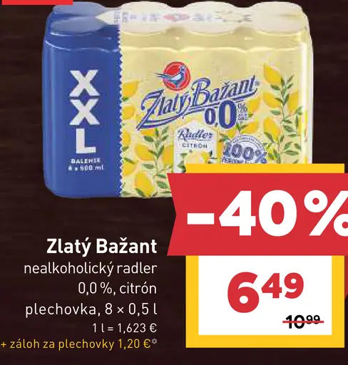 Zlatý Bažant nealkoholický radler 0,0 %, citrón