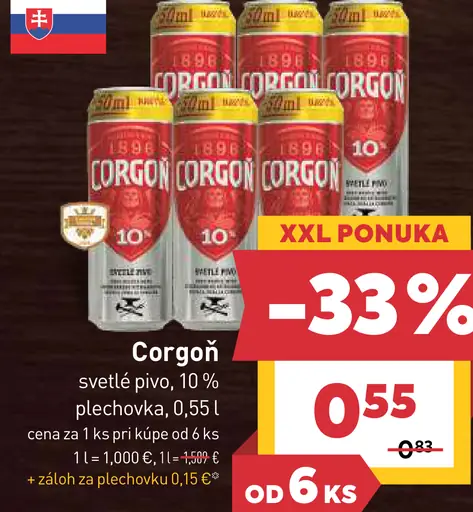 Corgoň 10 % svetlé výčapné pivo
