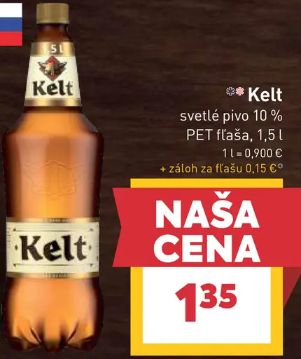 Kelt svetlé pivo 10 % PET fľaša