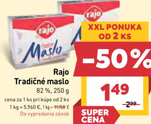 Rajo Tradičné maslo 82 %