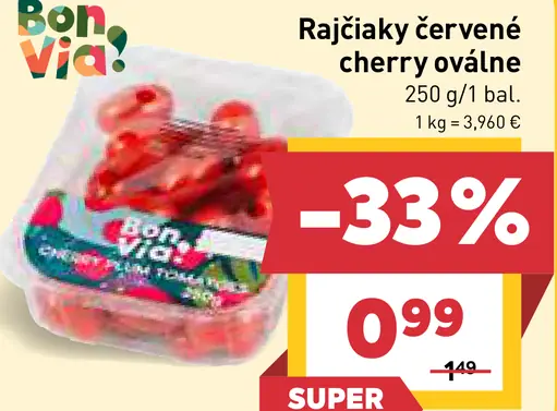 Bon Via rajčiaky červené cherry oválne
