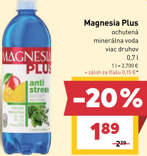 Magnesia Plus ochutená minerálna voda, rôzne druhy