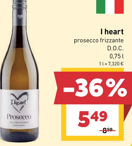 I heart prosecco frizzante D.O.C.