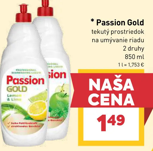 Passion Gold tekutý prostriedok na umývanie riadu
