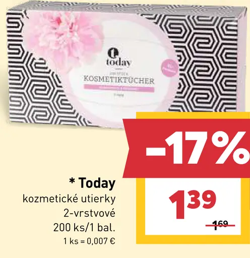 Today kozmetické utierky 2‑vrstvové