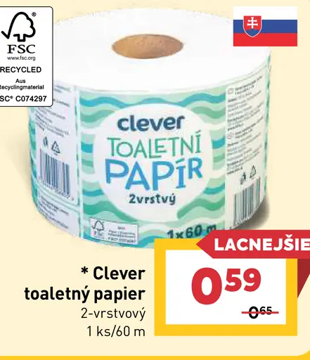 Clever toaletný papier 2-vrstvový