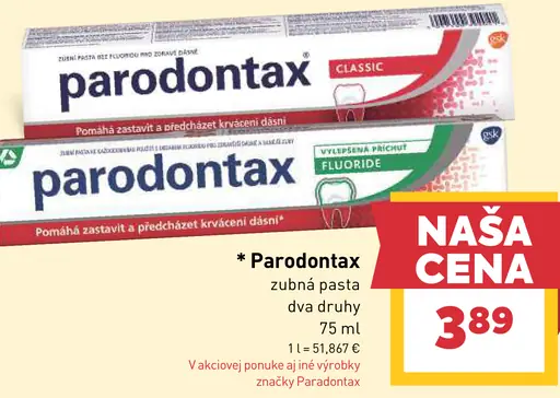 Parodontax zubná pasta Classic a Fluoride