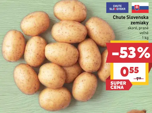 Chute Slovenska zemiaky skoré, prané, voľné