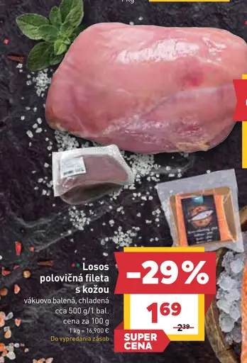 Losos, fileta s kožou, chladená a balená