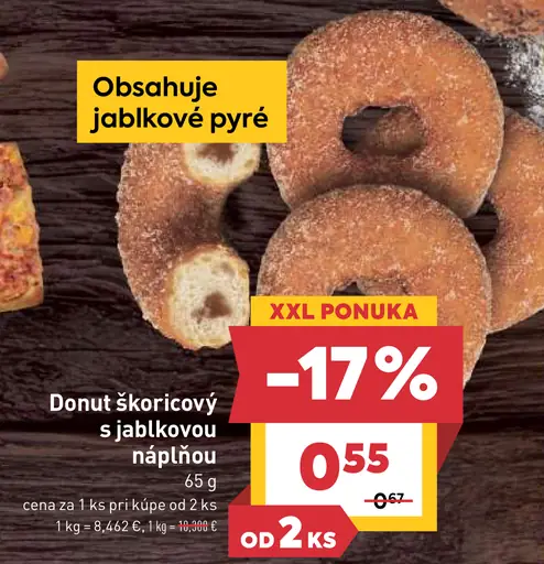 Donut škoricový s jablkovou náplňou