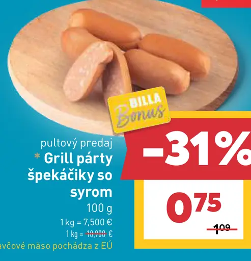 Grill párky špekáčiky so syrom