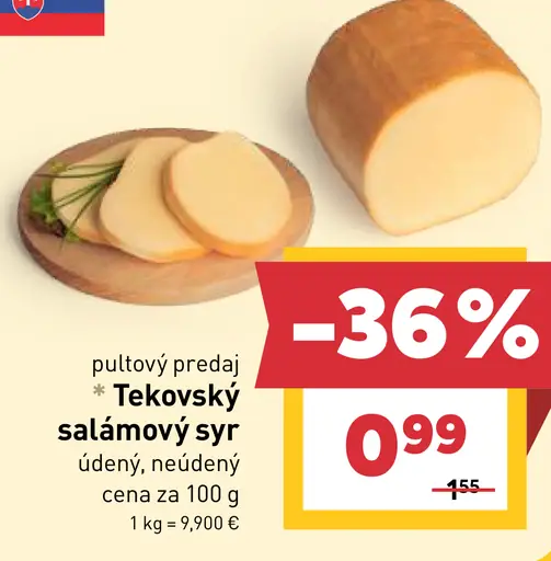 Tekovský salámový syr údený, neúdený
