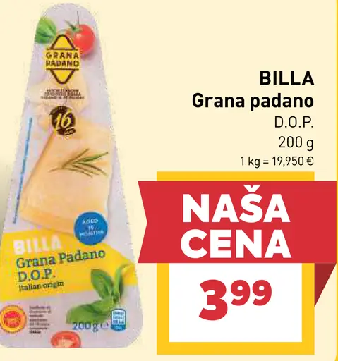 BILLA Grana padano D.O.P.