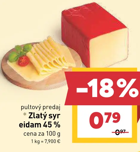Zlatý syr eidam 45 %