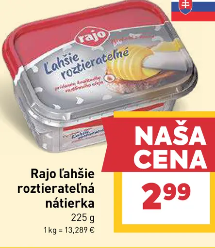 Ľahšie roztierateľná nátierka