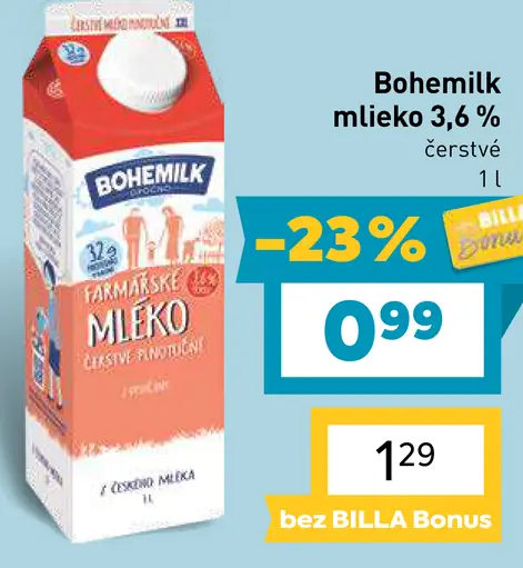 Bohemilk Čerstvé mlieko 3,5%
