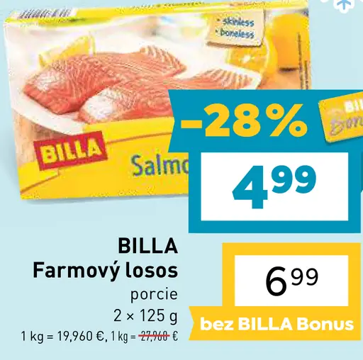 BILLA Farmový losos porcie