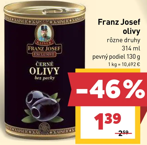 Franz Josef čierne olivy bez kôstky, rôzne druhy