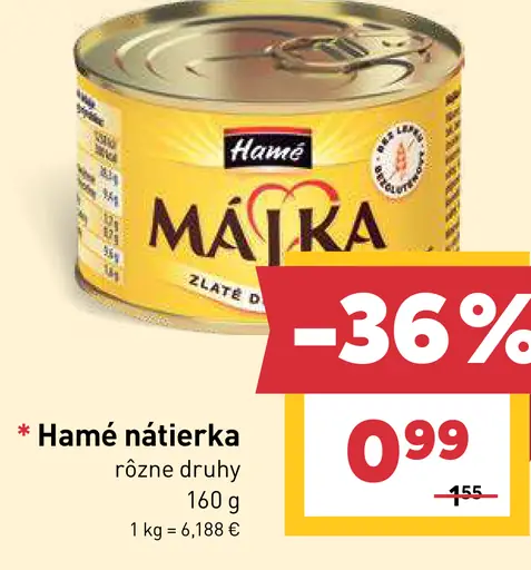 Hamé nátierka rôzne druhy