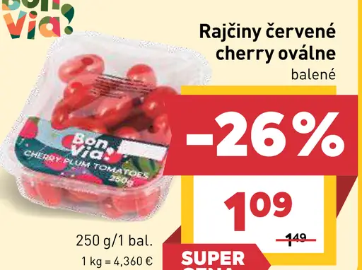 Bon Via rajčiaky červené cherry oválne