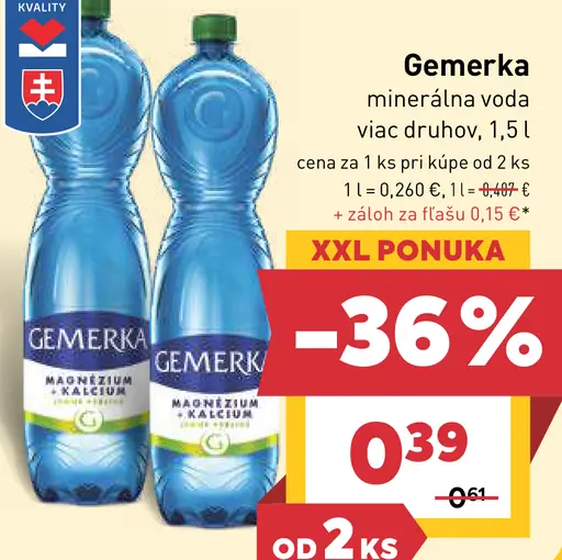 GemerkA minerálna voda viac druhov