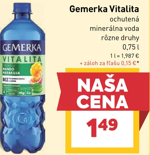 Gemerka Vitalita ochutená minerálna voda