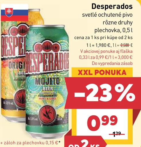 Desperados ochutené svetlé pivo plechovka rôzne druhy