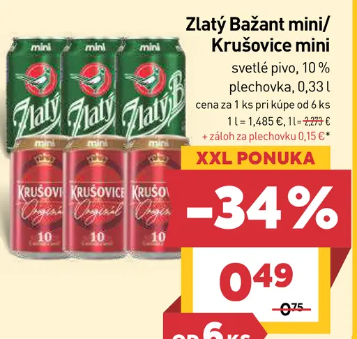 Zlatý Bažant 10% svetlé výčapné pivo plechovka