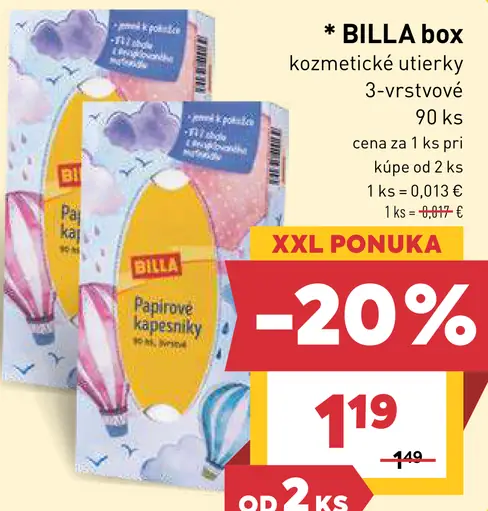 BILLA box kozmetické utierky