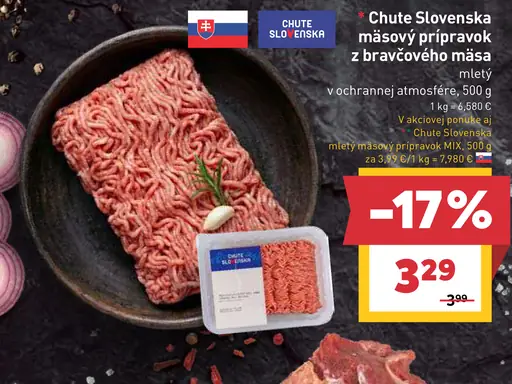 Chute Slovenska mäsový prípravok z bravčového mäsa mletý