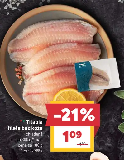 Tilapia fileta bez kože