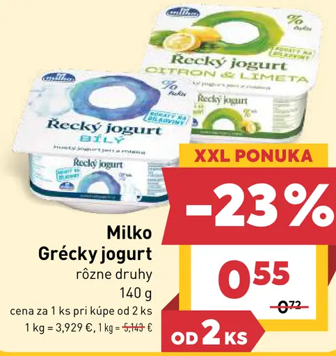 Milko Grécky jogurt rôzne druhy