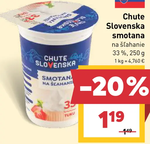 Chute Slovenska smotana na šľahanie