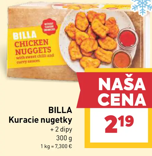 BILLA kuracie nugetky s 2 dipmi