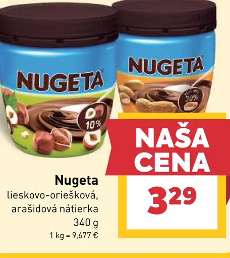 Nugeta lieskovo-oriešková, arašidová nátierka