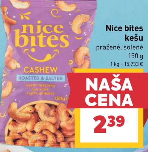 Nice bites kešu pražené, solené
