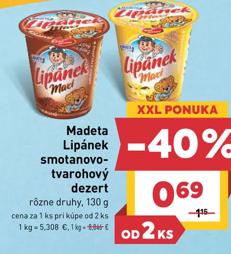 Madeta Lipánek Maxi tvarohový dezert