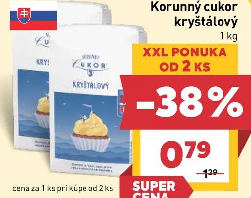 Korunný cukor kryštálový