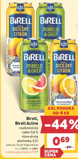 Birell nealkoholický radler, rôzne druhy