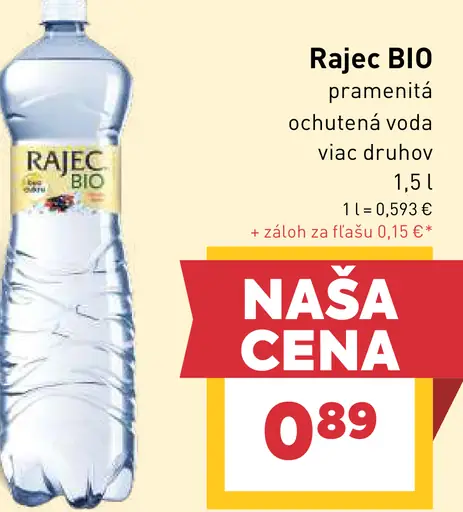 Rajec BIO pramenitá ochutená voda, rôzne druhy