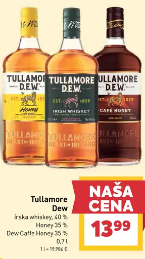 Tullamore Dew Irish Whiskey, Honey, Dew Caffe Honey