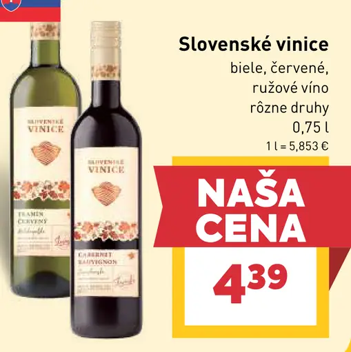 Slovenské Vinice biele, červené, ružové víno