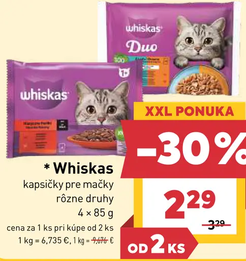 Whiskas kapsičky pre mačky 2 druhy